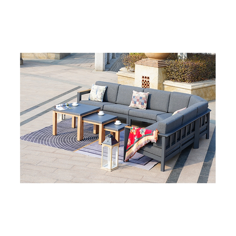 Gray Aluminum 6-Person Patio and Outdoor Seating Group with Cushions
