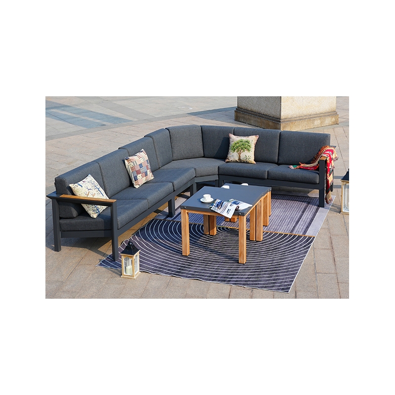 Gray Aluminum 6-Person Patio and Outdoor Seating Group with Cushions