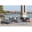 Gray Aluminum 5-Person Outdoor Seating Group with Fire Pit and Cushions