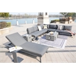Gray Aluminum 5-Person Outdoor Seating Group with Fire Pit and Cushions