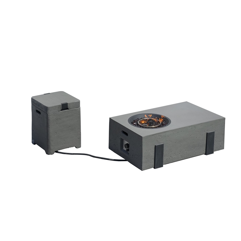 Gray Aluminum 5-Person Outdoor Seating Group with Fire Pit and Cushions