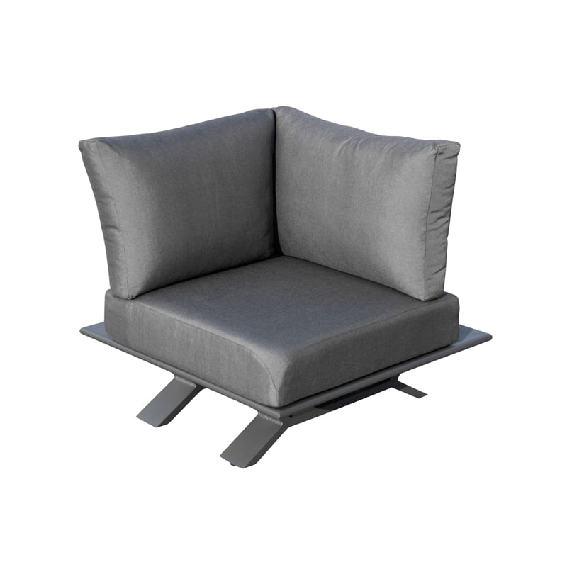 Gray Aluminum 5-Person Outdoor Seating Group with Fire Pit and Cushions