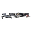 Gray Aluminum 5-Person Outdoor Seating Group with Fire Pit and Cushions