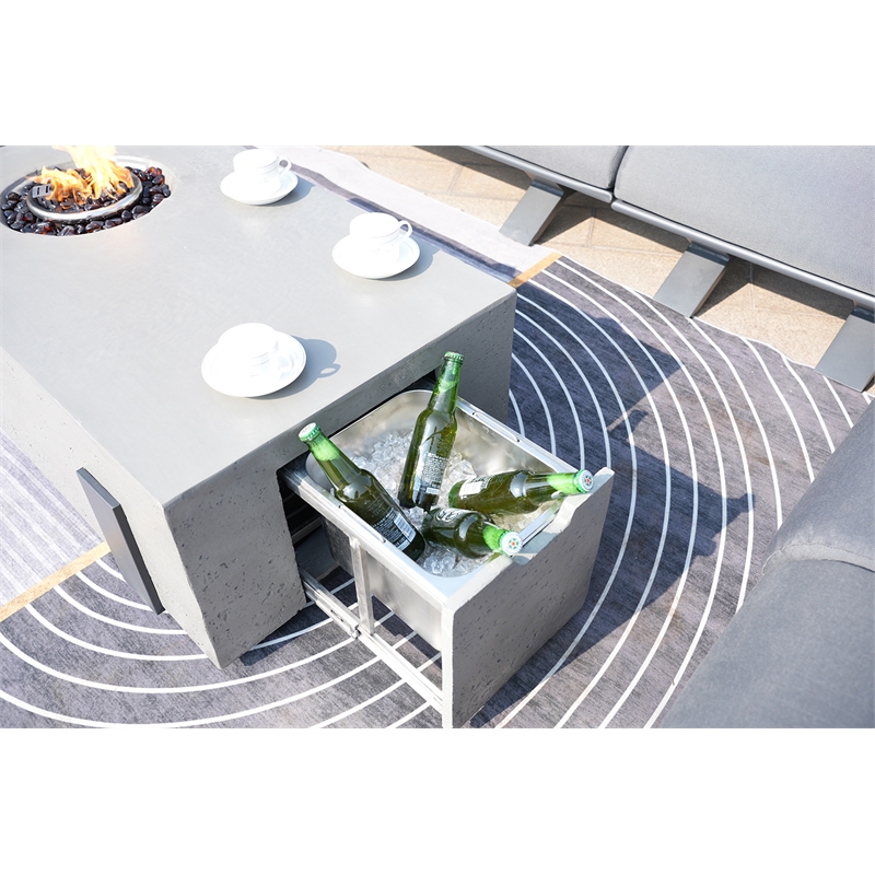Patio Gray Aluminum 7-Person Outdoor Seating Group with Fire Pits
