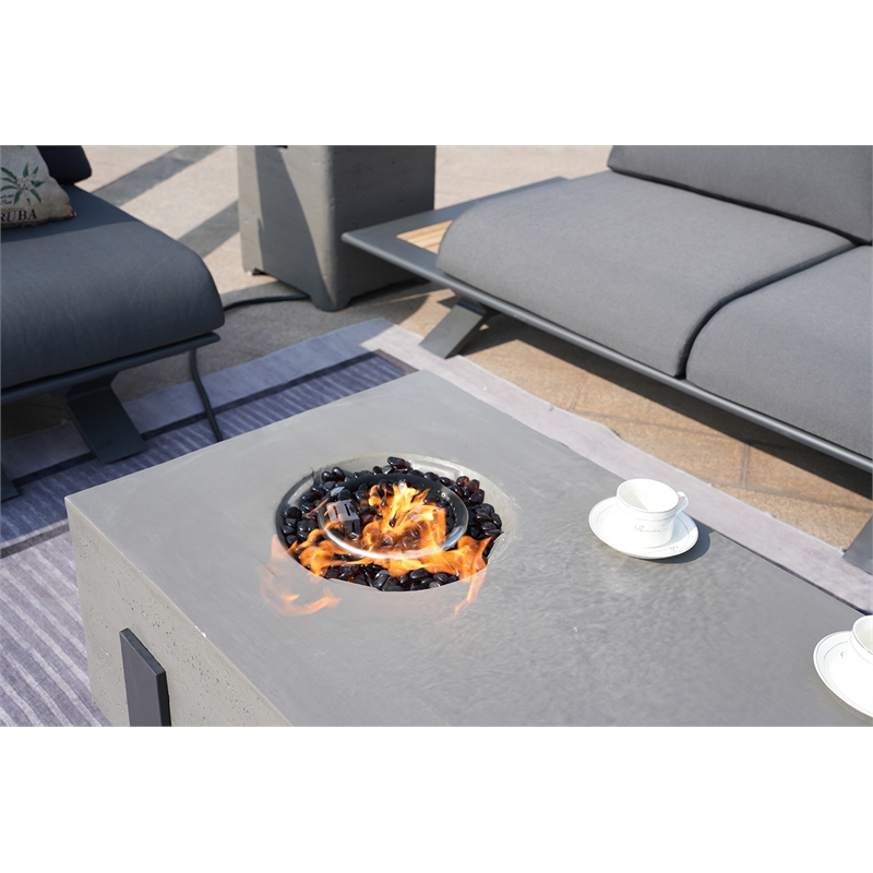 Patio Gray Aluminum 7-Person Outdoor Seating Group with Fire Pits