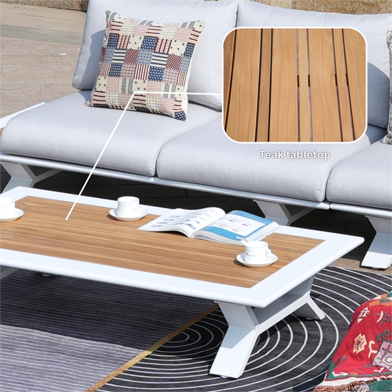Patio White Aluminum 7-Person Outdoor Seating Group with Fire Pits