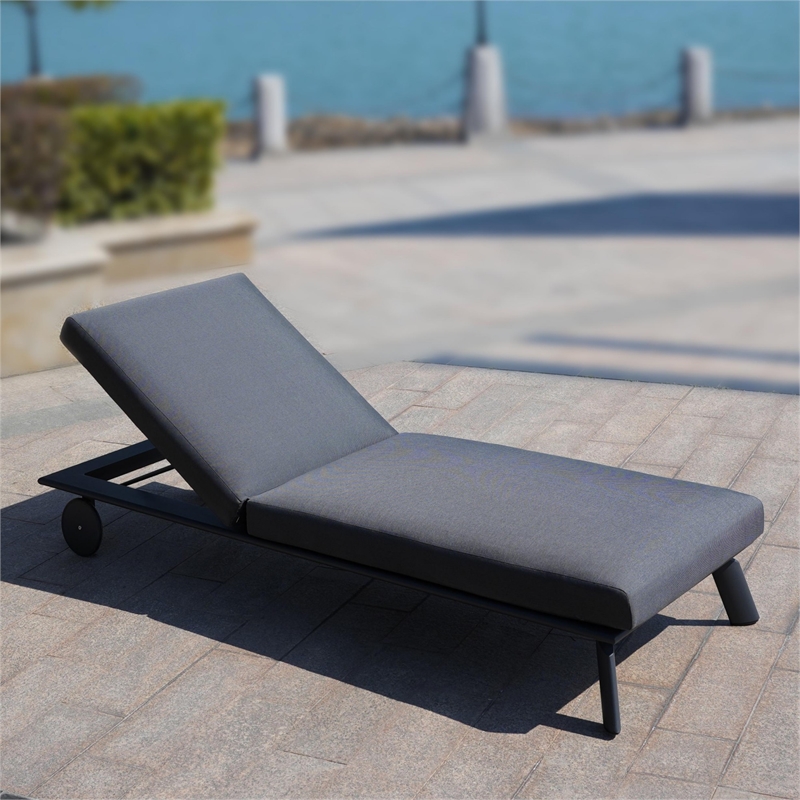 Direct Wicker Patio Aluminum Outdoor Metal Chaise Lounge in Gray