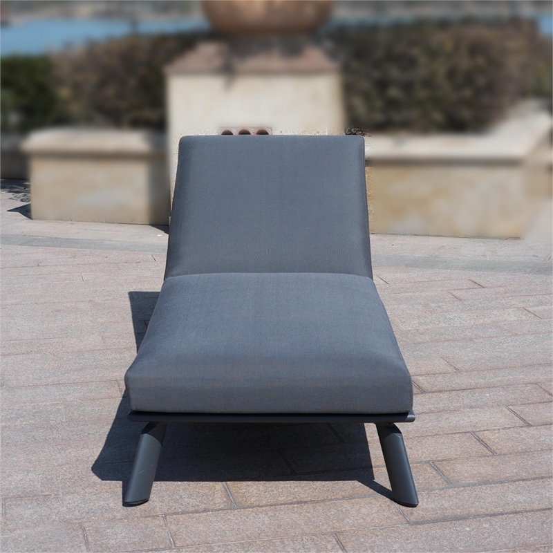 Direct Wicker Patio Aluminum Outdoor Metal Chaise Lounge in Gray