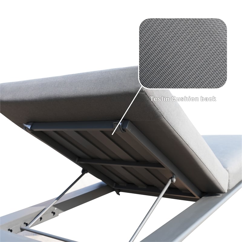 Direct Wicker Patio Aluminum Outdoor Metal Chaise Lounge in Gray