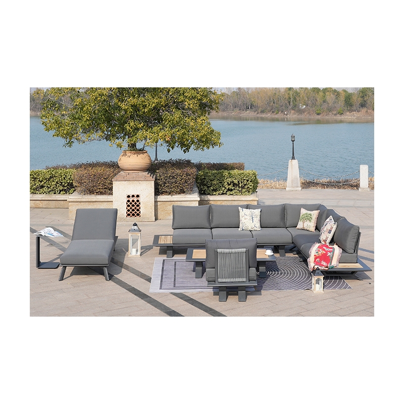 Patio Gray Aluminum 6-Person Outdoor Seating Group with Cushions