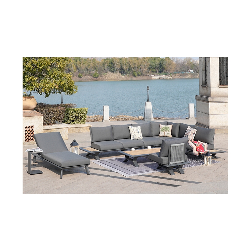 Patio Gray Aluminum 6-Person Outdoor Seating Group with Cushions