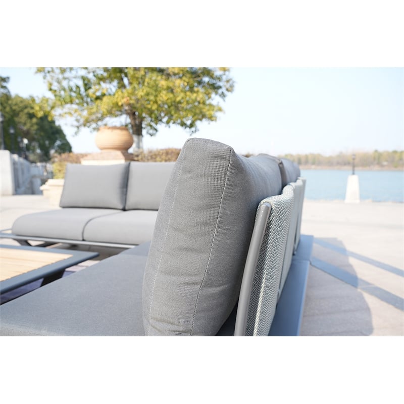 Gray Aluminum 7 - Person Outdoor Seating Group with Gray Cushions