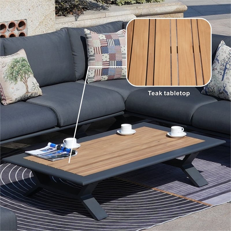 Gray Aluminum 7 - Person Outdoor Seating Group with Gray Cushions