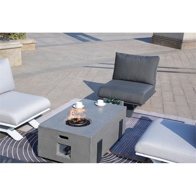 Mixed Colors Aluminum 4-Person Outdoor Seating Group with Cushions and Firepit