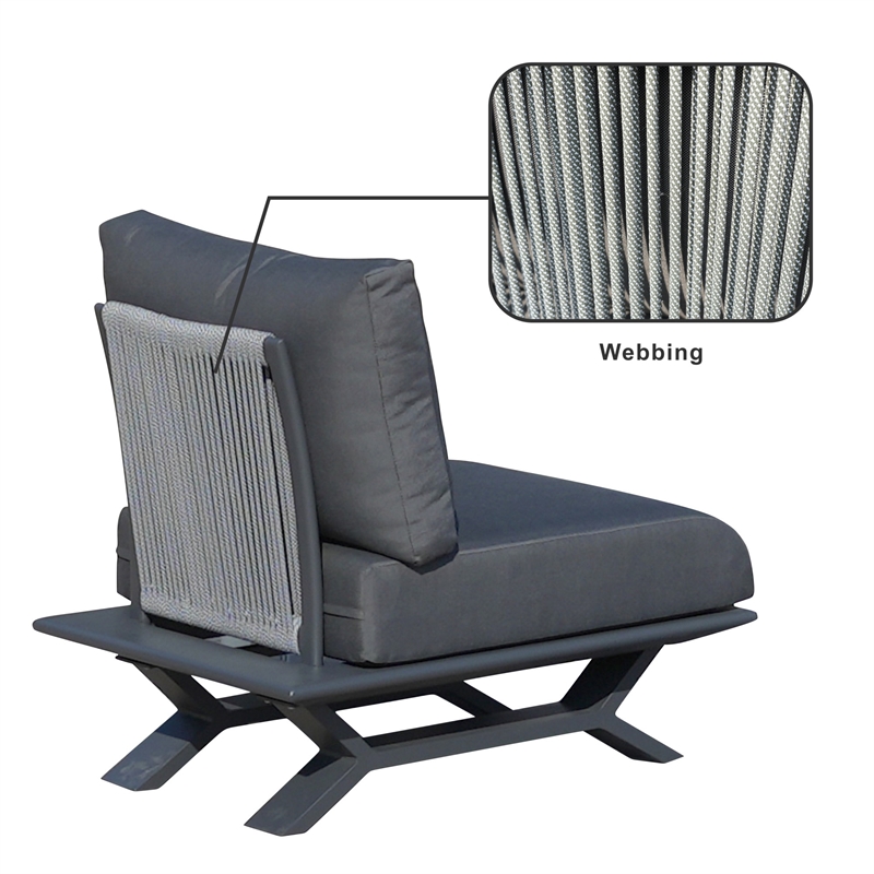 6-Person Black Aluminum Outdoor Seating Group with Black Cushions