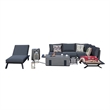 6-Person Black Aluminum Outdoor Seating Group with Black Cushions