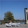 White Aluminum 8-Person Outdoor Seating Group with Gray Cushions