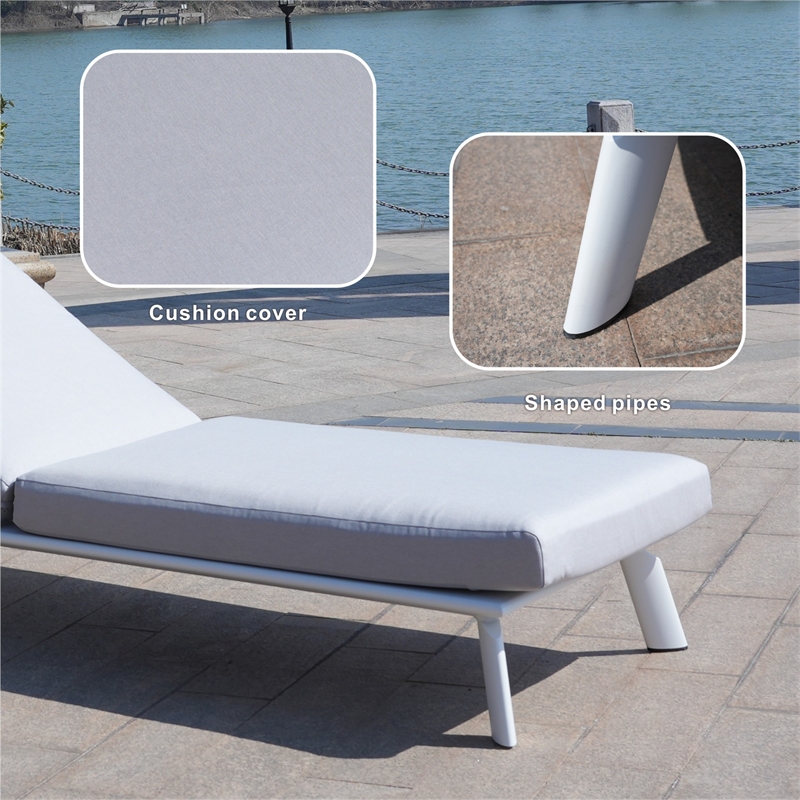 White Aluminum 6-Person Outdoor Seating Group with Gray Cushions