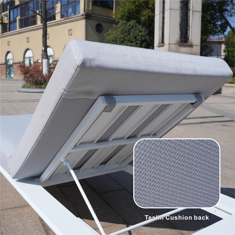White Aluminum 6-Person Outdoor Seating Group with Gray Cushions