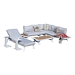 White Aluminum 6-Person Outdoor Seating Group with Gray Cushions