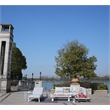 White Aluminum 6-Person Outdoor Seating Group with Gray Cushions