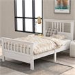 White Solid Wood Platform Bed with Headboard and Footboard Twin