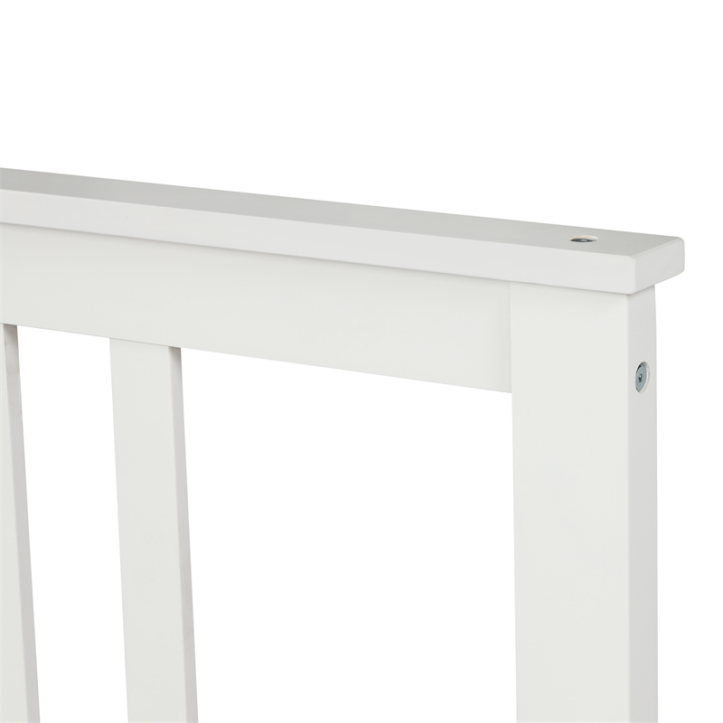 White Solid Wood Platform Bed with Headboard and Footboard Twin
