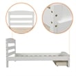 White Platform Twin Bed with Storage Drawer and Solid Wood Slat Support