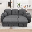 Contemporary Velvet L-Shaped Sleeper Sectional Sofa Bed in Black