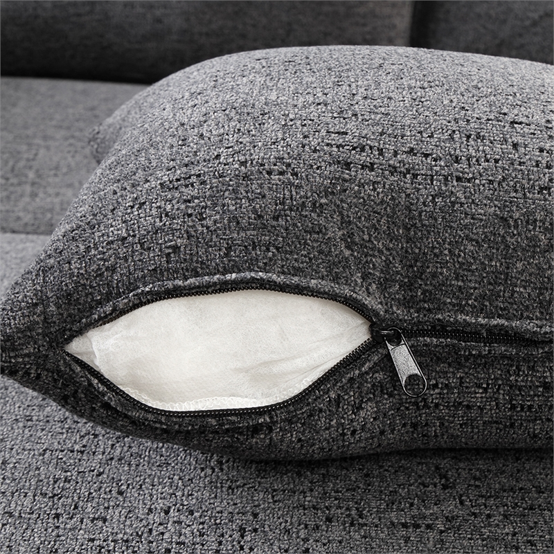 Contemporary Velvet L-Shaped Sleeper Sectional Sofa Bed in Black