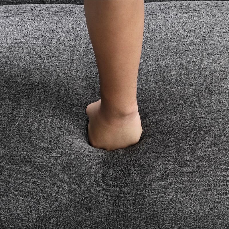 Contemporary Velvet L-Shaped Sleeper Sectional Sofa Bed in Black