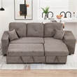 Modern Velvet L-Shaped Sleeper Sectional Sofa Bed in Charcoal