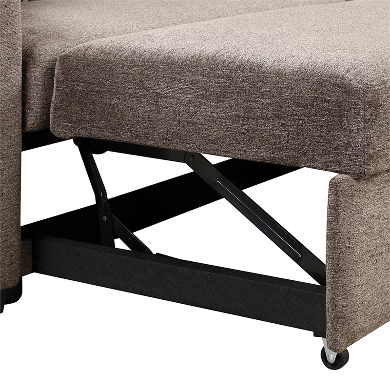 Modern Velvet L-Shaped Sleeper Sectional Sofa Bed in Charcoal