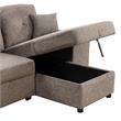 Modern Velvet L-Shaped Sleeper Sectional Sofa Bed in Charcoal