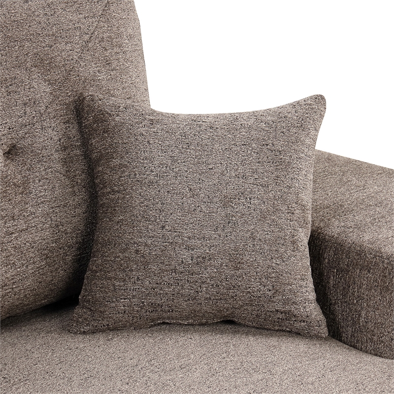 Modern Velvet L-Shaped Sleeper Sectional Sofa Bed in Charcoal