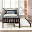 Espresso Wood Twin Bed with Trundle Headboard and Footboard for Bedroom