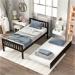 Espresso Wood Twin Bed with Trundle Headboard and Footboard for Bedroom
