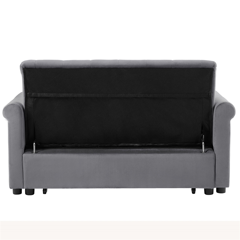 Direct Wicker Velvet Convertible Loveseat Sleeper Sofa Couch in Gray