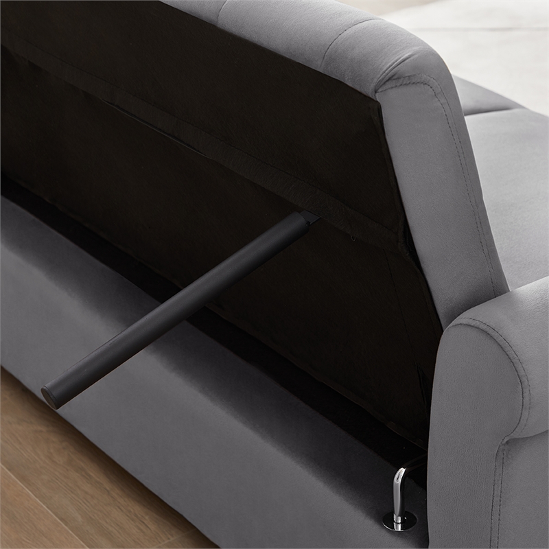 Direct Wicker Velvet Convertible Loveseat Sleeper Sofa Couch in Gray