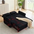 Direct Wicker Velvet Convertible Loveseat Sleeper Sofa Couch in Black