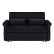 Direct Wicker Velvet Convertible Loveseat Sleeper Sofa Couch in Black