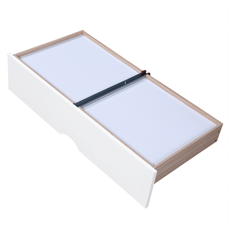 White Wood Daybed with Trundle Bed and Two Storage Drawers for Living Room