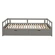 Gray Wood Daybed with Trundle Bed and Two Storage Drawers for Living Room