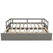 Gray Wood Daybed with Trundle Bed and Two Storage Drawers for Living Room