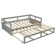 Gray Wood Daybed with Trundle Bed and Two Storage Drawers for Living Room