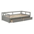 Gray Wood Daybed with Trundle Bed and Two Storage Drawers for Living Room