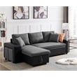 Gray Fabric Reversible Sleeper Sectional Sofa with storage and 2 stools Steel