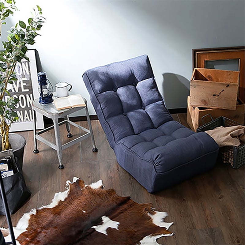 Navy Metal Lazy Sofa Balcony Reclining Chair Leisure Sofa Adjustable Chair