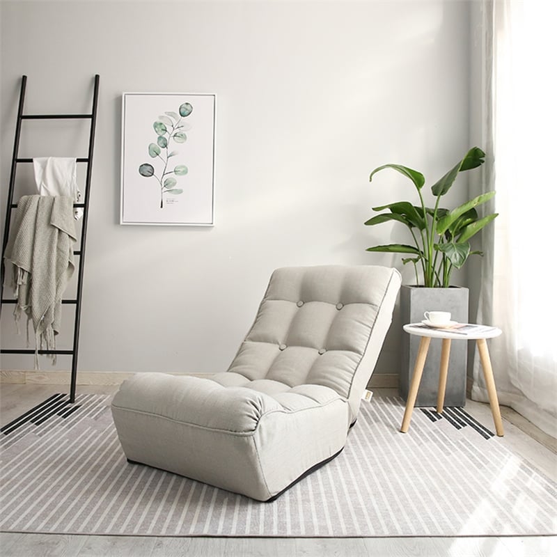 Gray Metal Lazy Sofa Balcony Reclining Chair Leisure Sofa Adjustable Chair