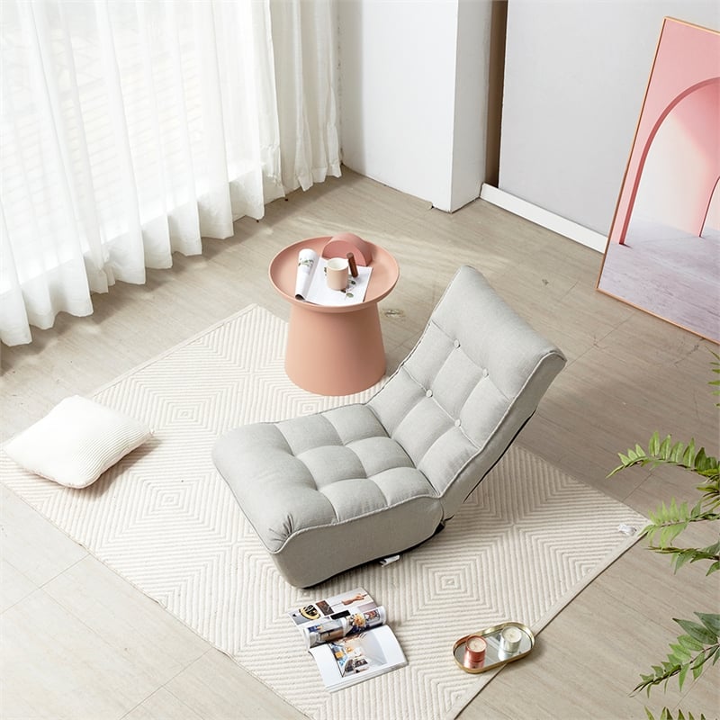 Gray Metal Lazy Sofa Balcony Reclining Chair Leisure Sofa Adjustable Chair